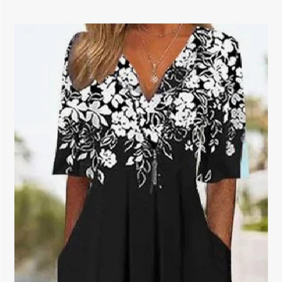 Black and White Floral Jumpsuit - Picture 2 of 5